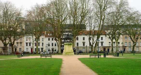 Photo of beautiful Queen Square in the city of Bristol, UK.