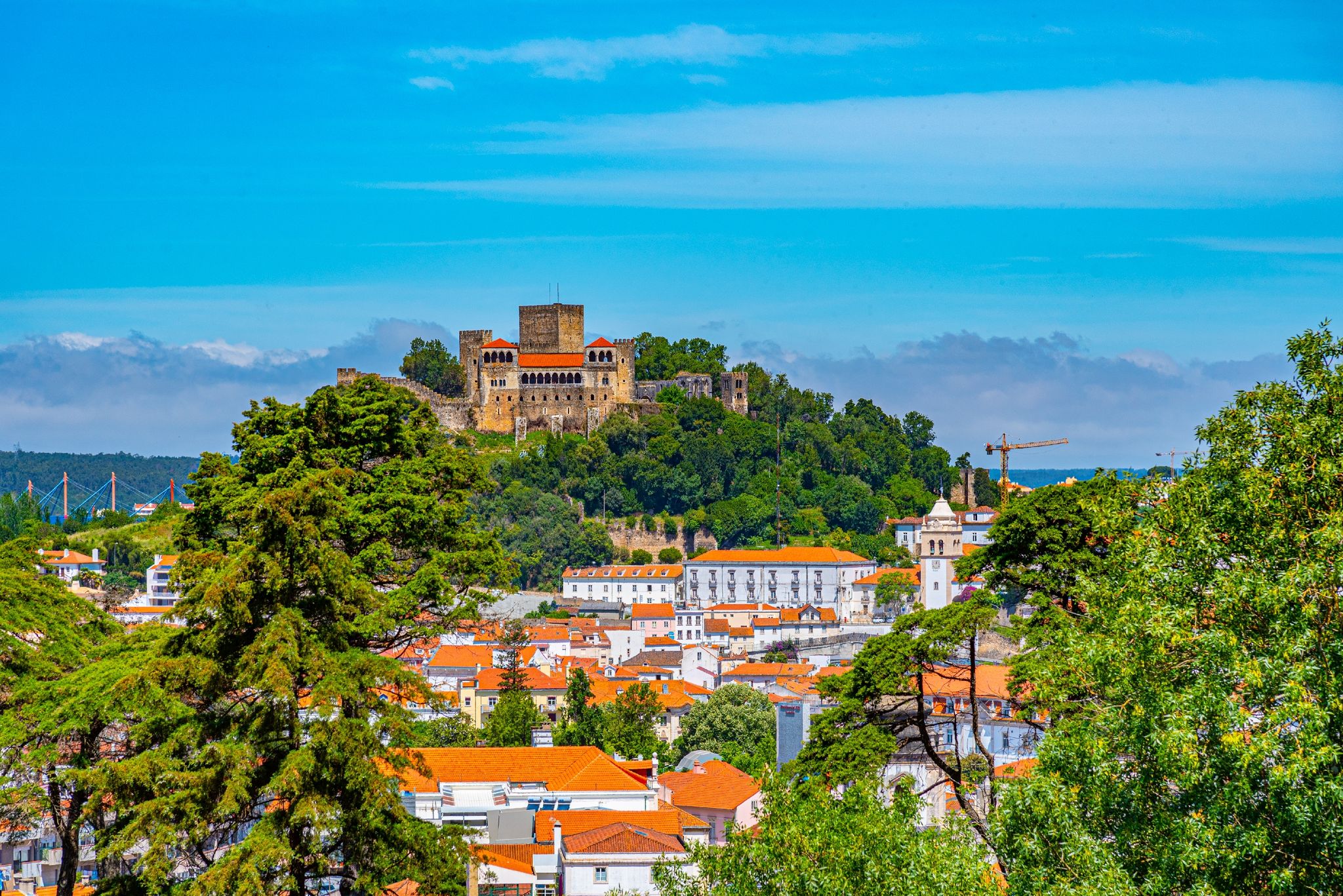 Leiria castle overlooking the old town, Portugal