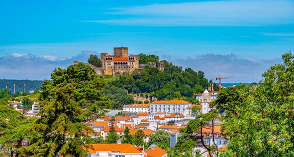 Leiria castle overlooking the old town, Portugal