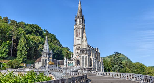 Photo of rosary Basilica in Lourdes, Hautes-Pyrenees, France.