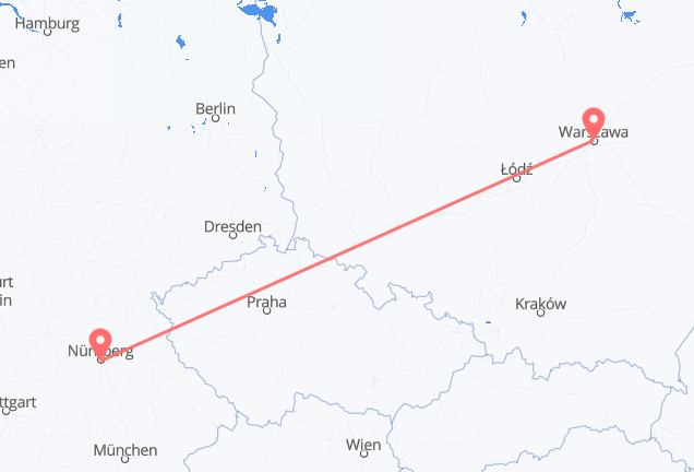 Nürnberg nach Warschau