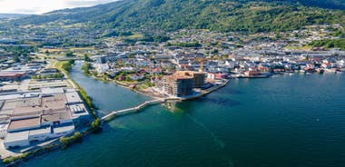 Photo of aerial view of small Norway city Sogndal.