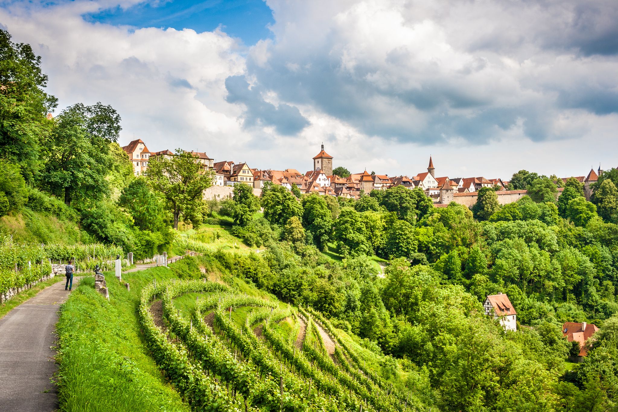 Beautiful view of the historic town of Rothenburg ob der Tauber, Franconia, Bavaria, Germany