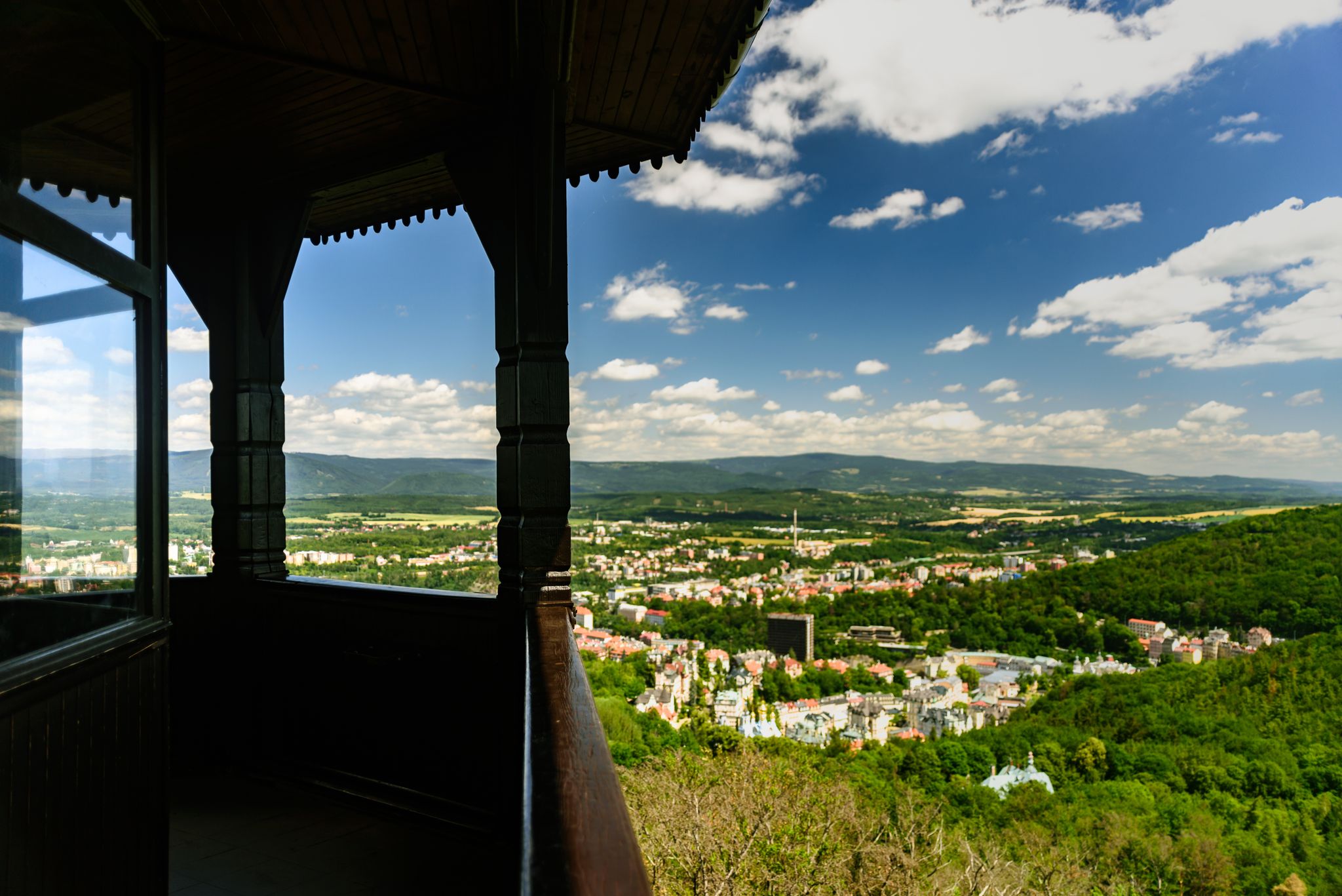 Photo of view to Karlovy Vary from Diana Observation Tower, Czech Republic.