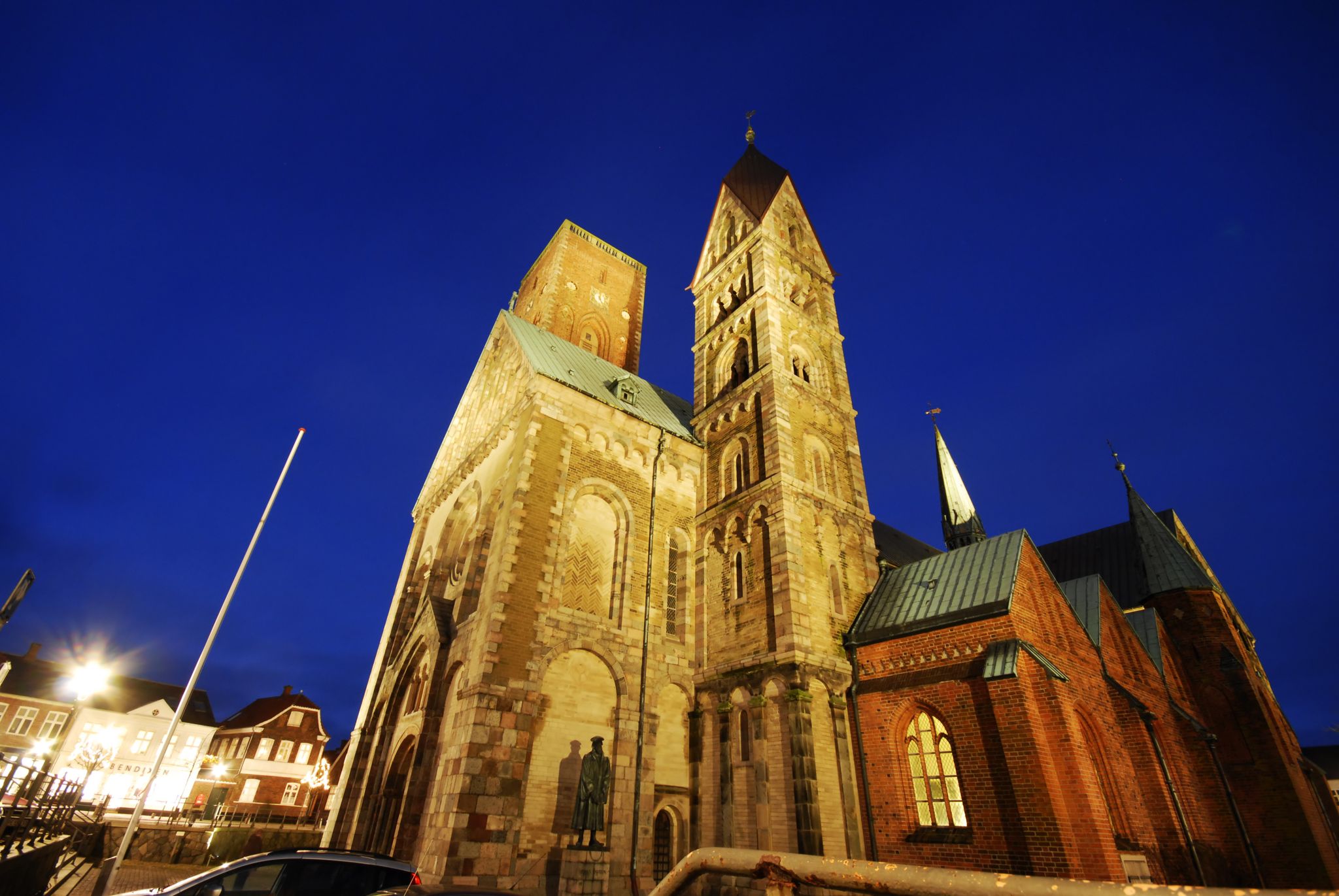 Photo of Cathedral of Ribe at night, Denmark.