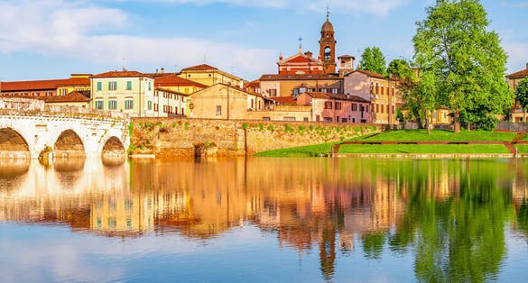 photo of view of     Bridge of Tiberius, Ponte di Tiberio in Rimini, Italy.