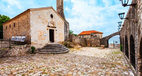 Photo of Archaeological Museum in Ulcinj Old Town or Stari Grad, an ancient castle and neighborhood in Ulcinj, Montenegro.