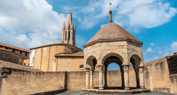 Photo of Girona medieval city, Banys Arabs or Arab baths from the outside, Costa Brava of Catalonia in the Mediterranean. Spain .