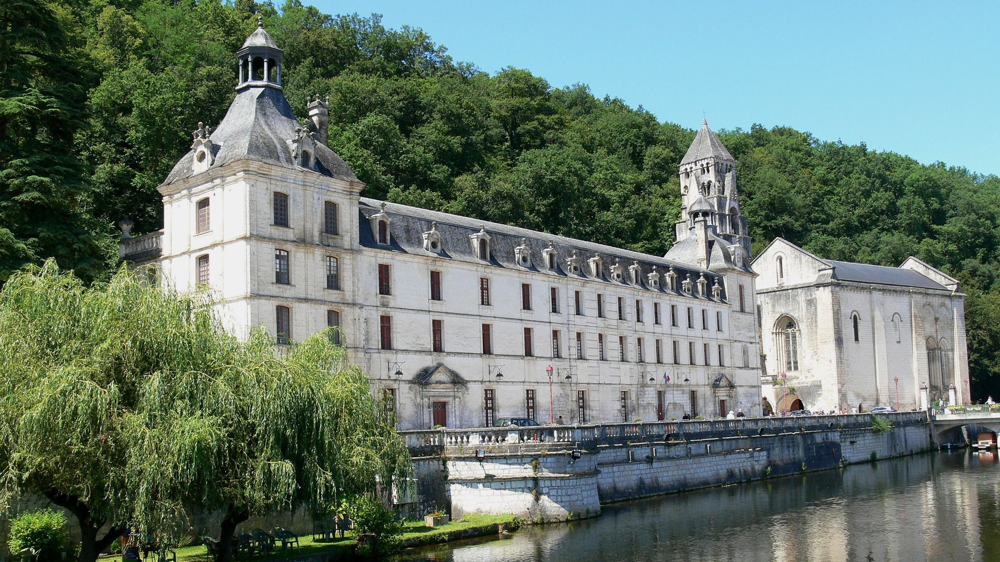pHOTO OF Saint-Pierre Abbey on the banks of the river Dronne in Brantôme, Dordogne, France.