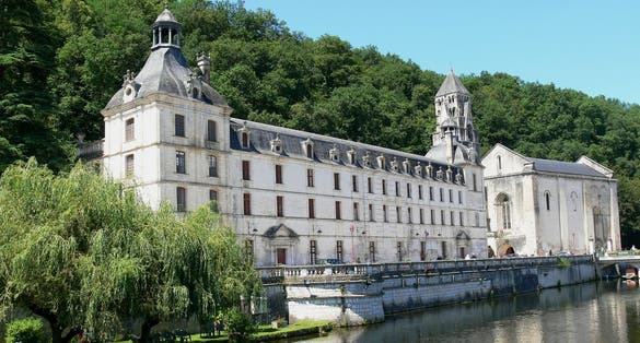 pHOTO OF Saint-Pierre Abbey on the banks of the river Dronne in Brantôme, Dordogne, France.