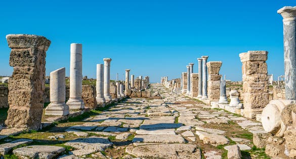 Photo of columns of Laodikeia is one of the important archaeological remains for the region along with Hierapolis (Pamukkale) and Tripolis in Turkey, Denizli.