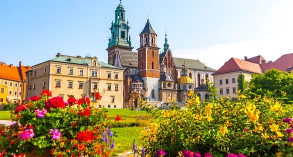 Photo of summer view of Wawel Royal Castle complex in Krakow, Poland.