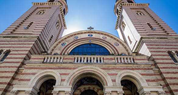 Photo of Orthodox Cathedral of Holy Trinity in Old Town of Sibiu city, Romania.