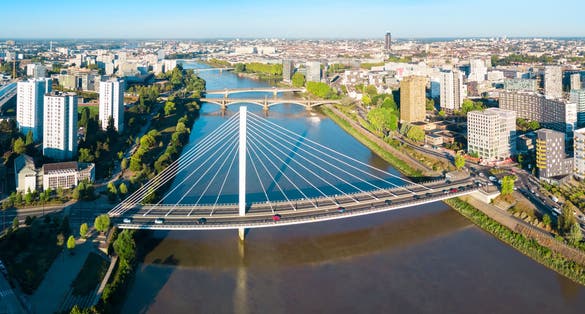Photo of Nantes aerial panoramic view, France.