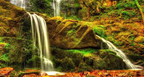 Photo of landscape of Koleshino waterfalls cascade in Belasica Mountain, Novo Selo, Republic of North Macedonia.