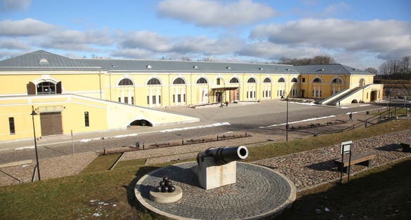 Monument of cannon of 19th century in Daugavpils fortness