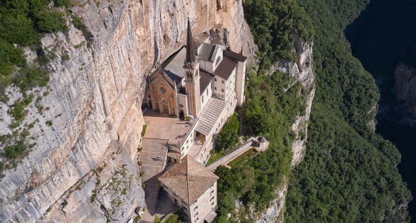 Santuario Madonna della Corona top view.
