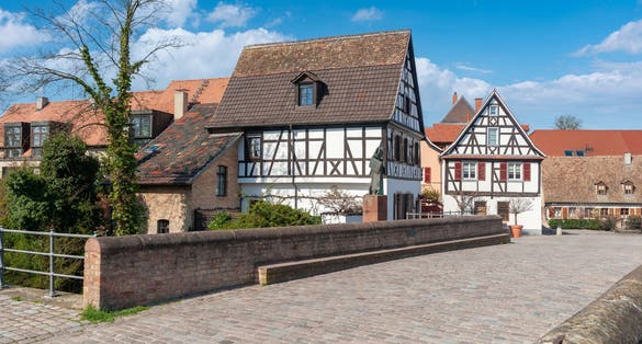 Photo of Half-timbered ensemble at Sonnenbruecke in Speyer, Germany.