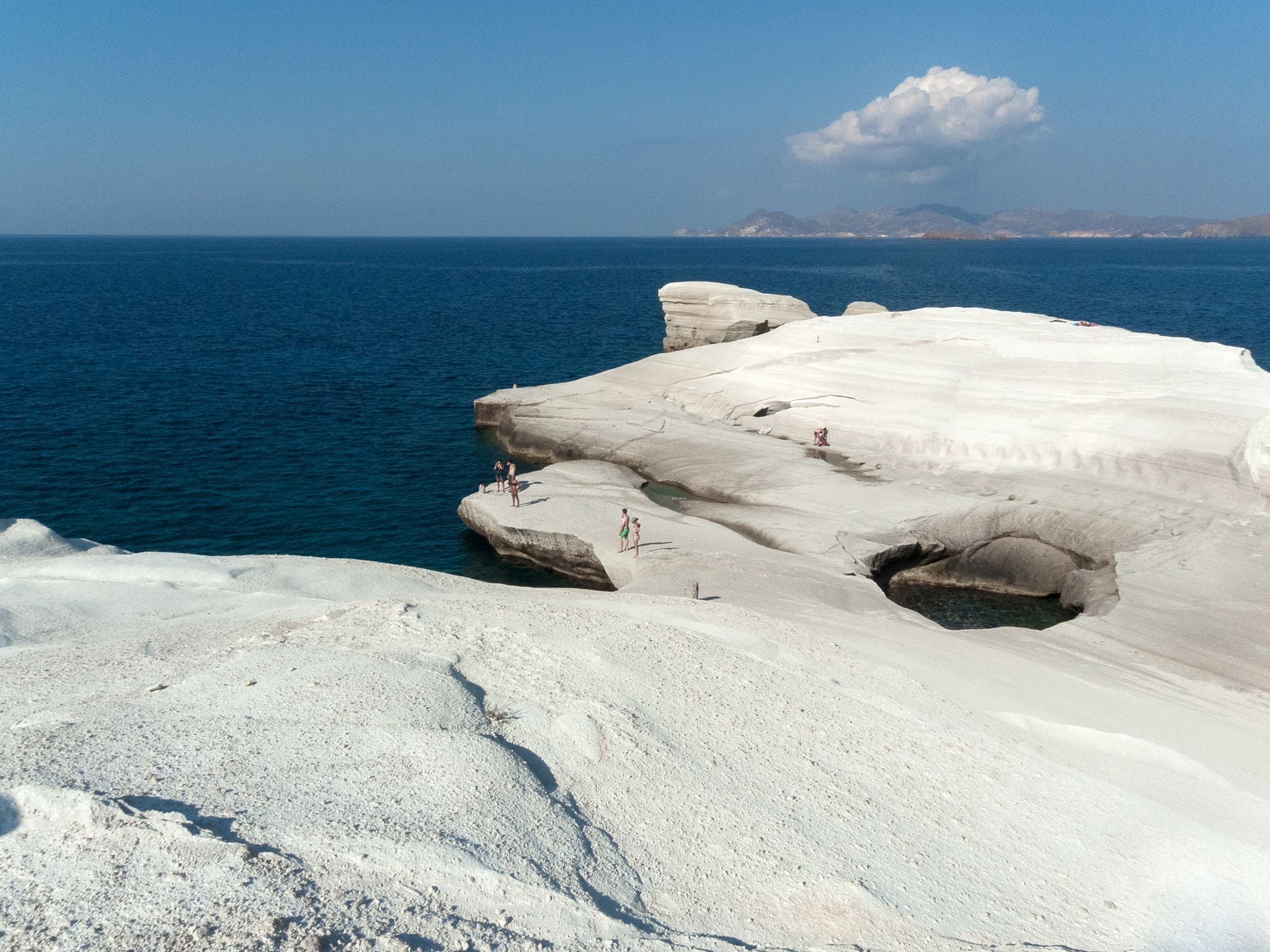 photo of Milos, Greece, Cyclades Islands, 09/13/2012: the white rock of Sarakiniko cliff .