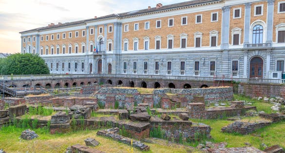 photo of Turin, Italy. Archaeological Area of the Roman Theater. Savoy Gallery (Italian: Galleria Sabauda.