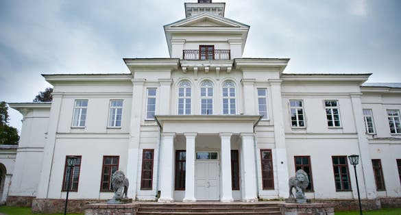 Astravas Manor in Astravas, Birzai, Lithuania. Astravas Manor is a manor in Birzai suburb Astravas, Lithuania. It was commissioned by Jan Tyszkewicz and was built in 1849 - 1862 in neoclassical style.