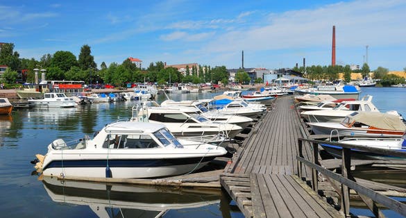 Finland. Kotka harbor in a sunny summer day