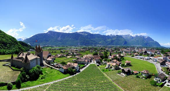 photo of view of Aerial View of Aigle Castle in Switzerland.