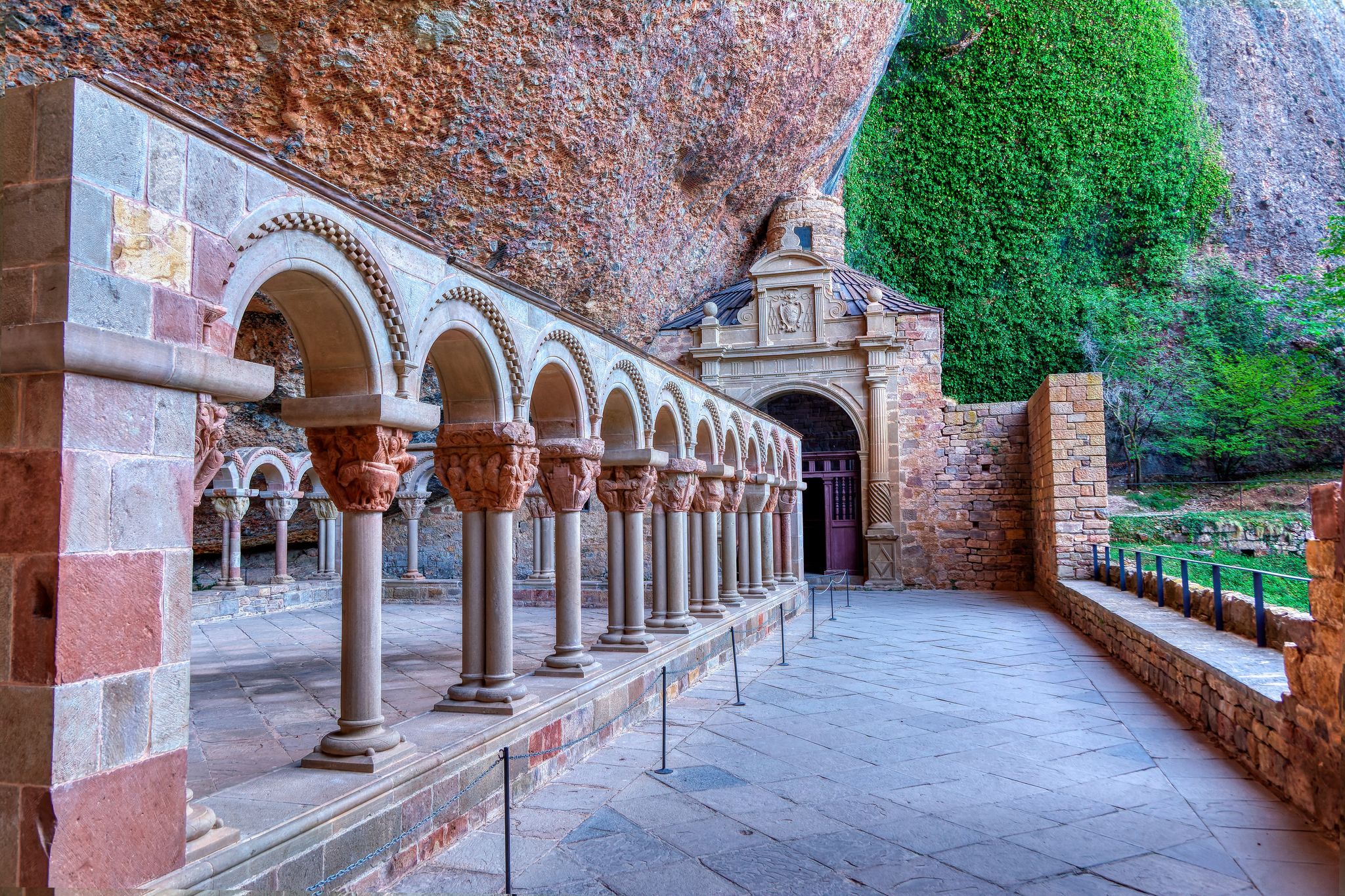 Photo of The Romanesque cloister of the monastery of San Juan de la Peña in Huesca, Spain.