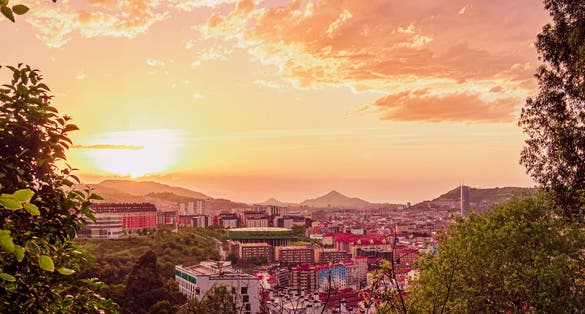 Photo of sunset in the city of Bilbao in the Basque Country ,Spain.