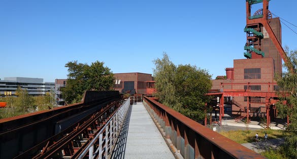 photo  of view of  Essen, Germany. Industrial heritage of Ruhr region. Zollverein, a UNESCO World Heritage Site.