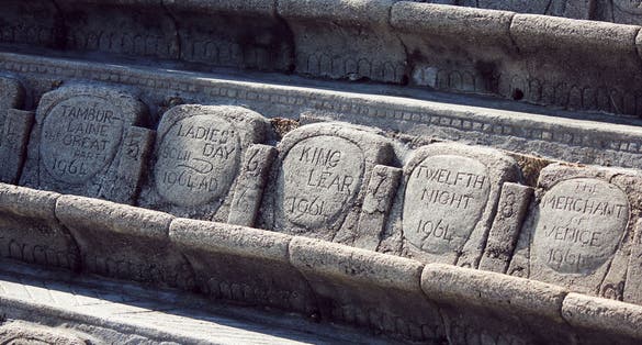 Photo of auditorium in The Minack Theater, Cornwall, England.
