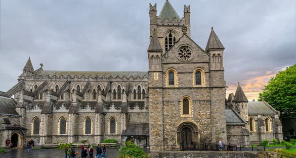  The 11th Century Christ Church Cathedral, more formally The Cathedral of the Holy Trinity, in the historic center of Dublin, Ireland.