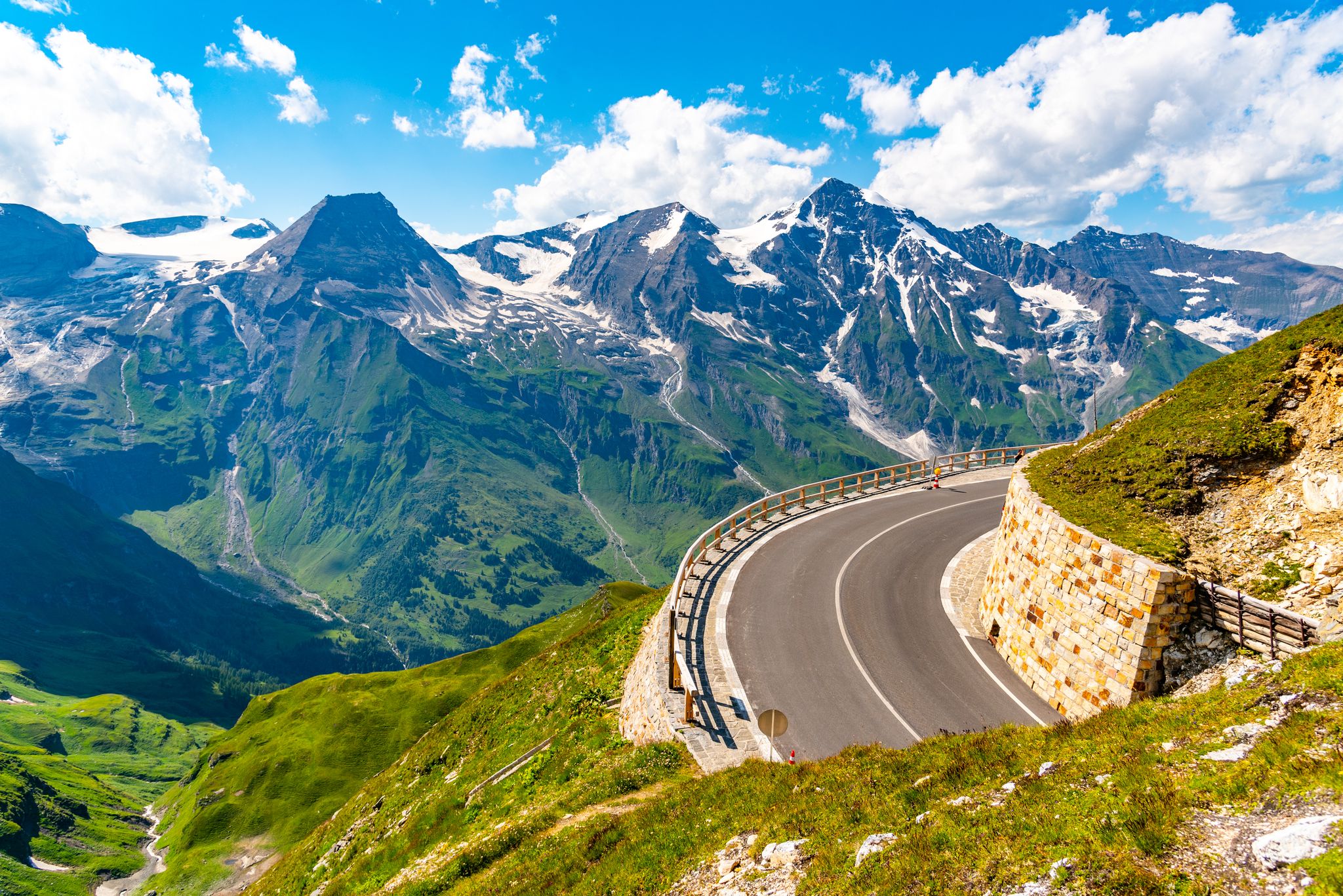 photo of  view of Grossglockner High Alpine Road, German: Gro Rauris Austria.ssglockner-Hochalpenstrasse. High mountain pass road in Austrian Alps, Austria.,