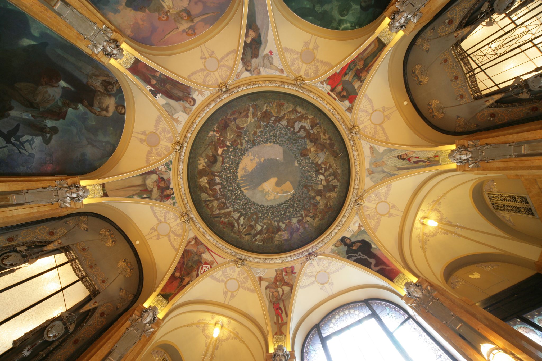 Photo of Ceiling shot of the Municipal House in Prague, Czech Republic.