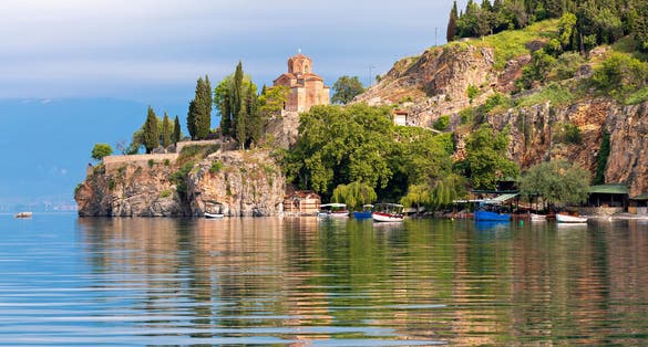Photo of church of St. John on the lake Ohrid, North Macedonia.