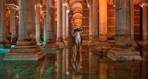 Basilica Cistern ancient Byzantine subterranean cistern in Istanbul.