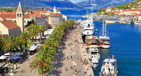 Photo of panoramic aerial view on Trogir, Croatia.