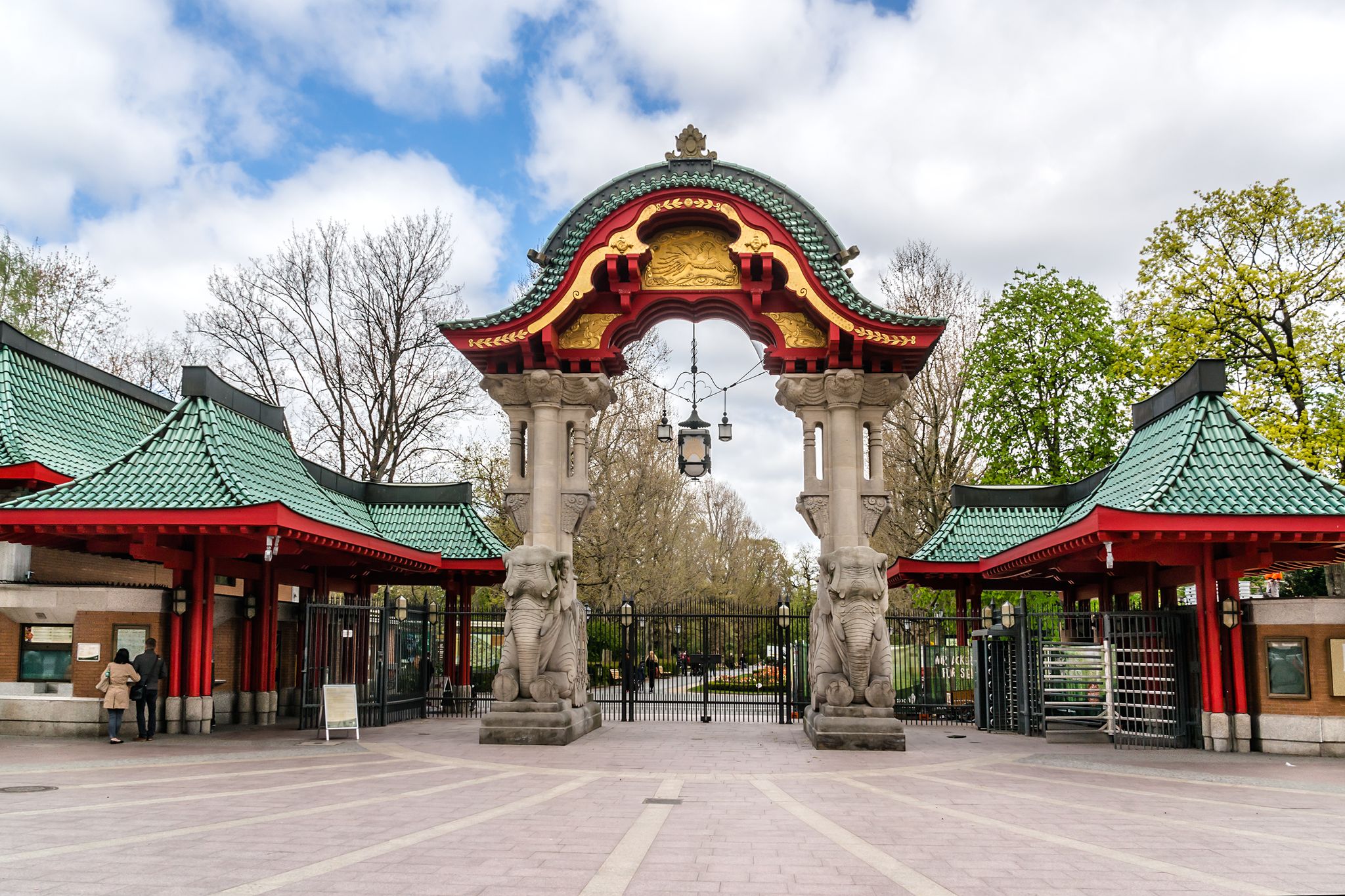Photo of famous entrance at Zoological garden. Zoo is oldest garden (1844, 35 hectares) in Germany with most comprehensive collection of species in world.
