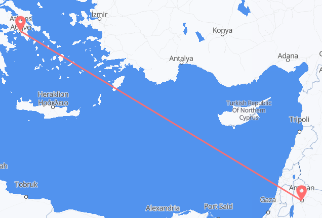 Amman to Athens