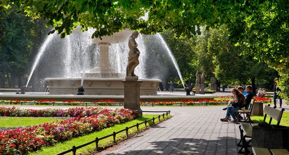 Photo of Saxon Garden in Warsaw, Poland.