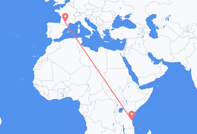 Dar es Salaam to Toulouse