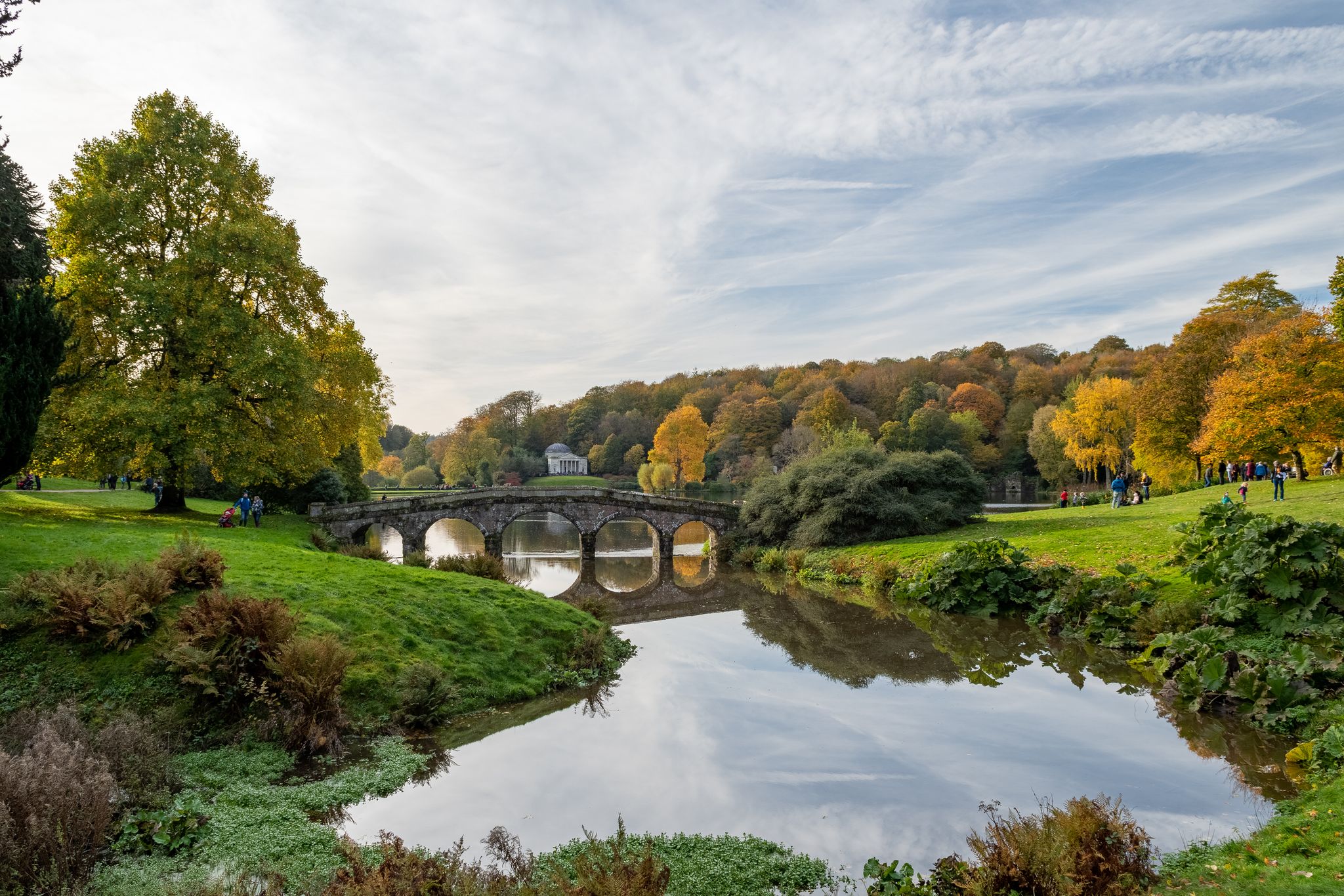 Photo of the pantheon and the bridge at Stourhead garden, UK.