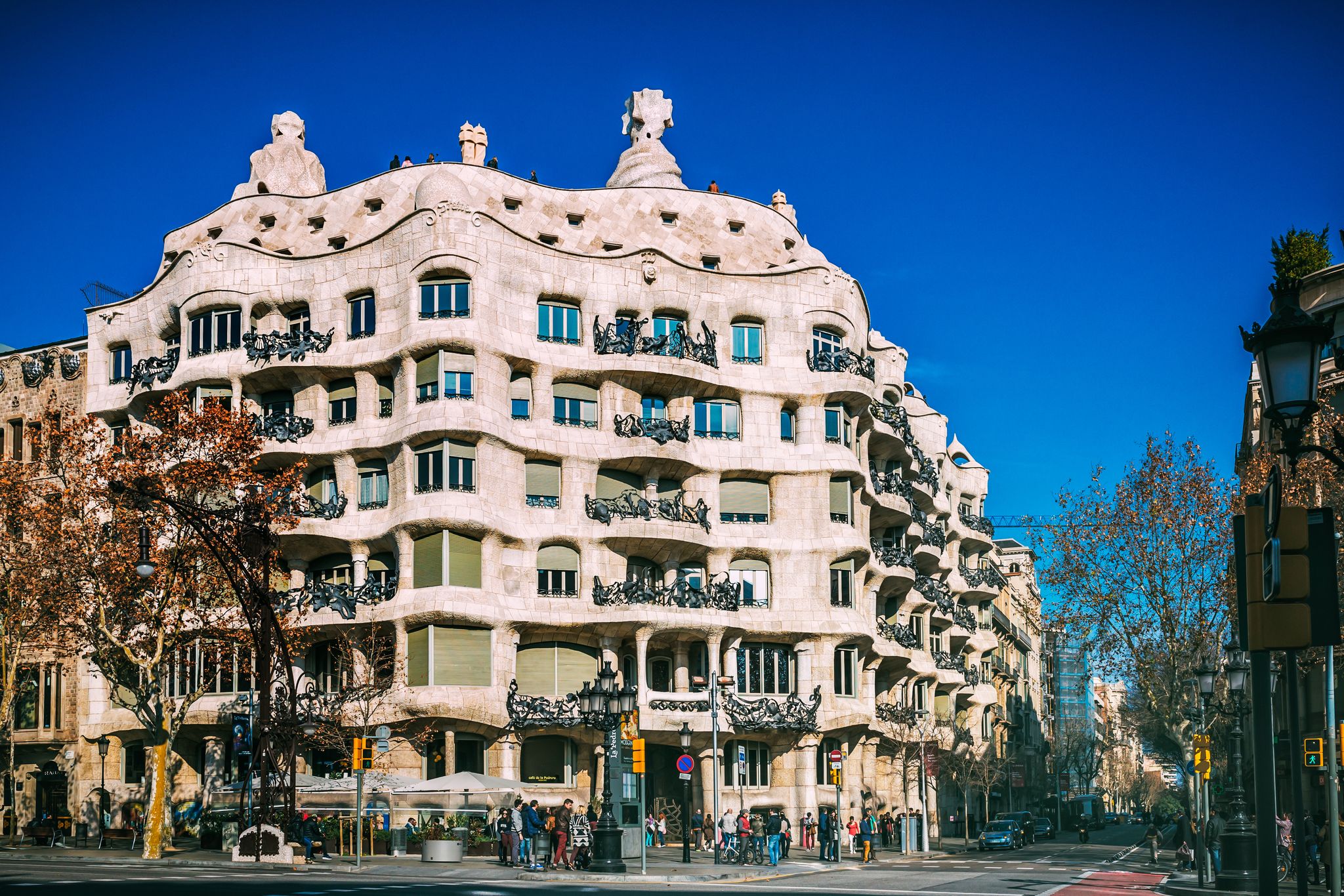 Photo of La Pedrera House facade in Barcelona, Spain.