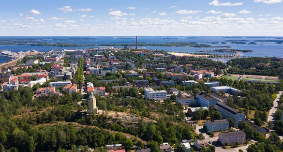 The City Of Kotka. Finland. Haukkavuori Lookout Tower. Bird's-eye view.