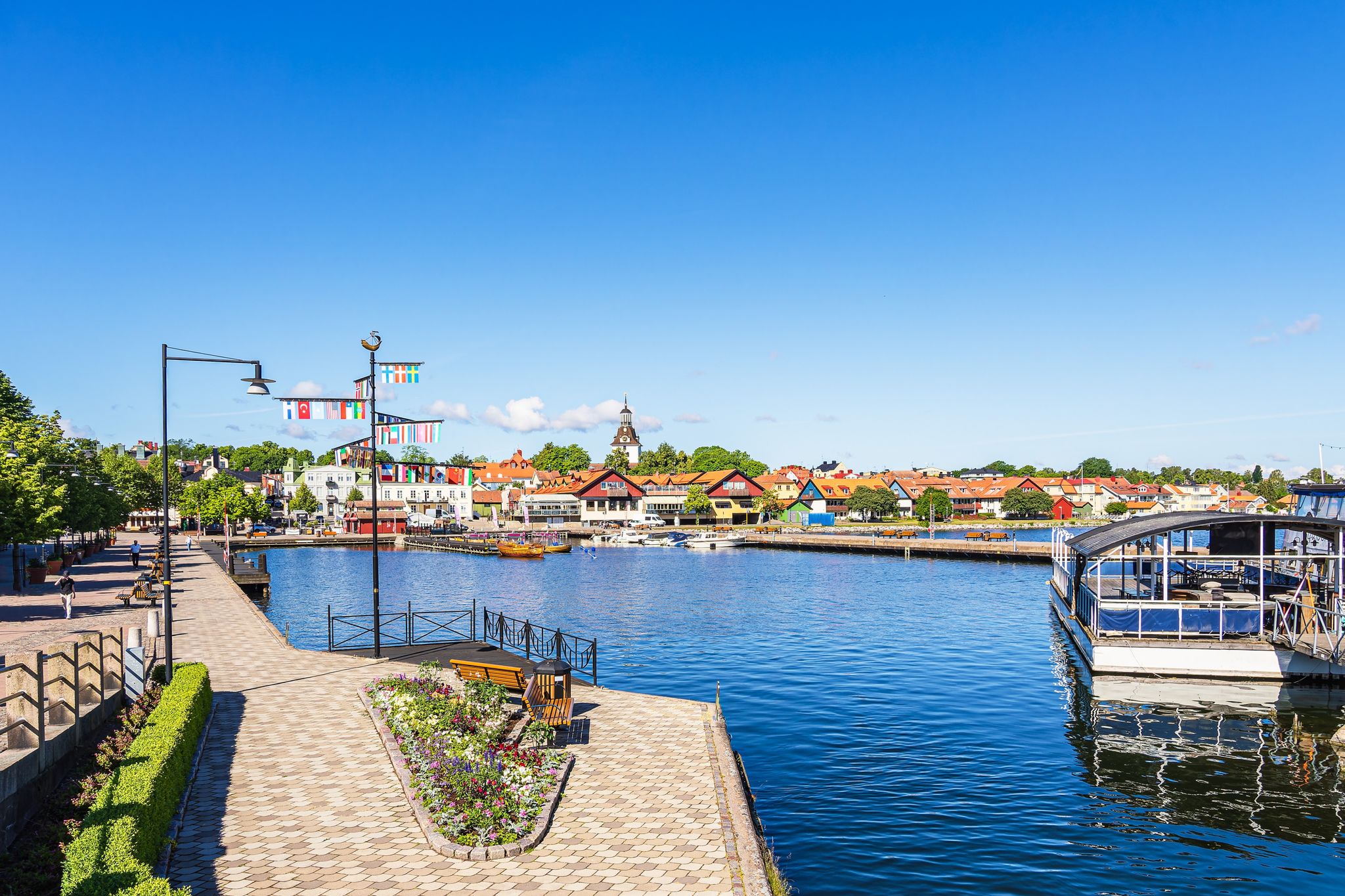 View to the city Vastervik at the Baltic Sea coast in Schweden.