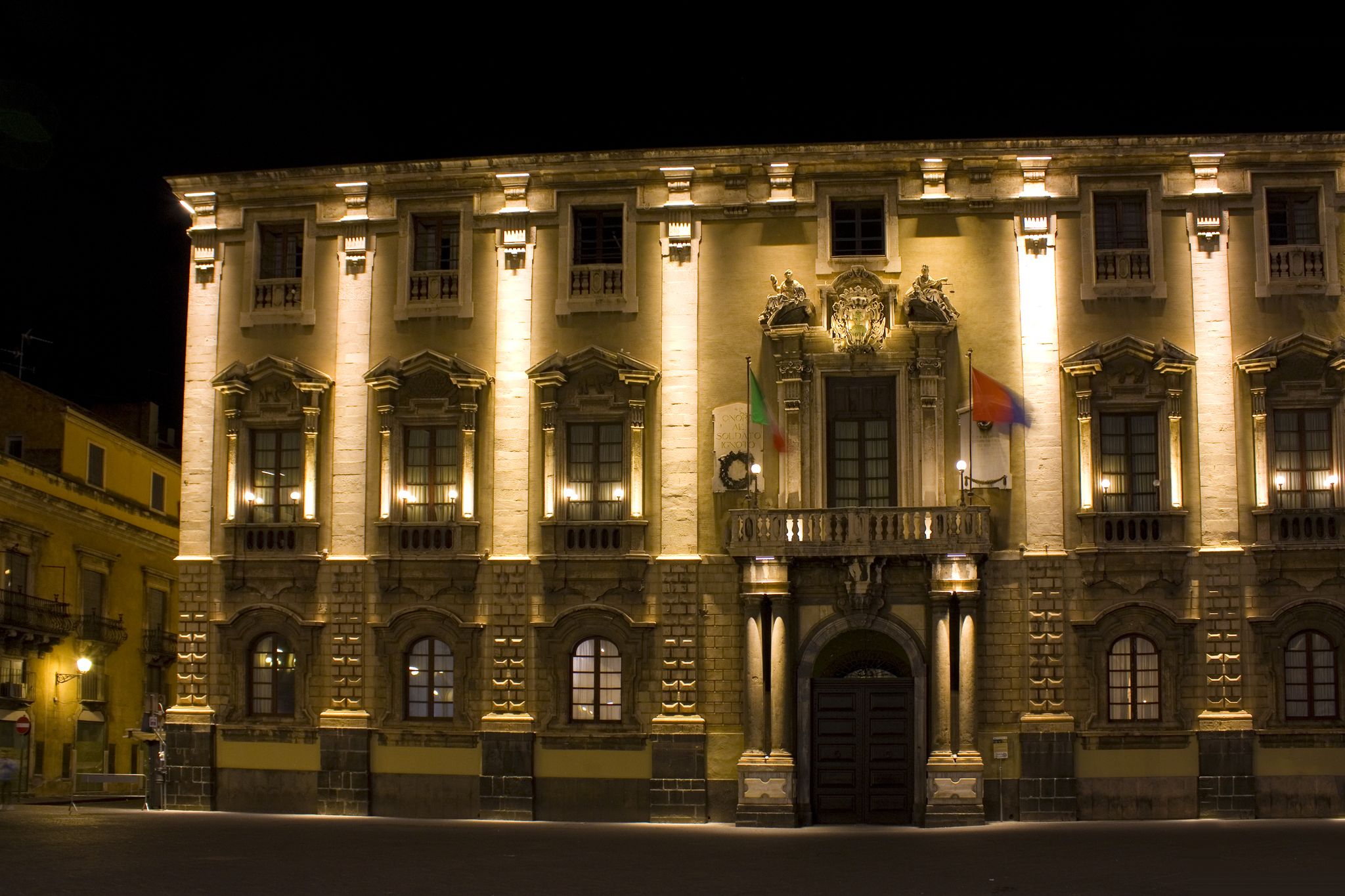 photo of view of Palace of the Elephants (now City Hall) at Duomo Square in Catania, Italy, Sicily, Catania, Italy.