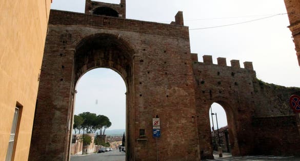City Gate Porta Tufi, seen from the Inside, City Walls of Siena, Tuscany, Italy
