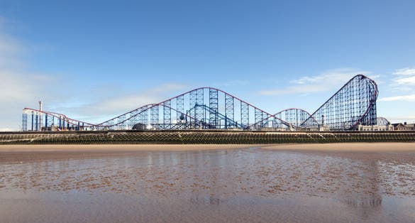 Photo of Big Dipper is a wooden out and back roller coaster at Blackpool Pleasure Beach, Blackpool, England.