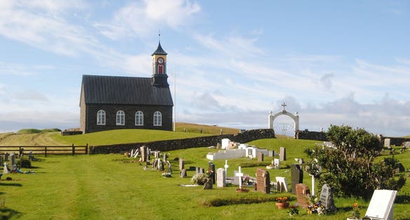 photo of view of Strandarkirkja is a Lutheran parish church in Selvogur, on the south coast of Iceland.