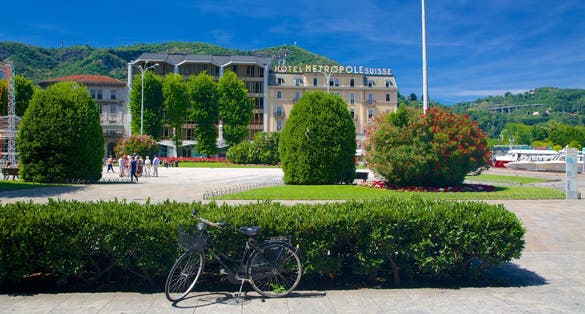 Como old city view from the Como lake, Italy.